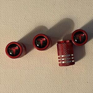 Tesla valve Stem caps in Red set of 4 NWT